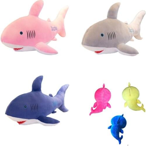 Cute Plush Silicone Toys Shark Doll Stuffed Sharks Pillow Birthday Present Holiday Gift for Boys and Girls