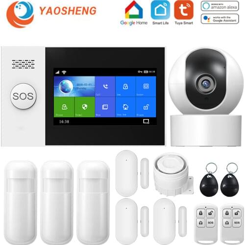 YS PG107 Tuya Security Alarm System Kit Smartlife App Control With Ip Camera Auto Dial Motion Detector WIFI Gsm Home Smart Alarm