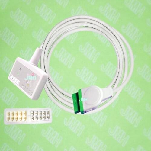 Compatible with 11pin GE Eagle,Solar,Dash,Tram,Datex-Ohmed ECG Machine the 416035-002 multi-link 10-lead trunk cable,AHA or IEC