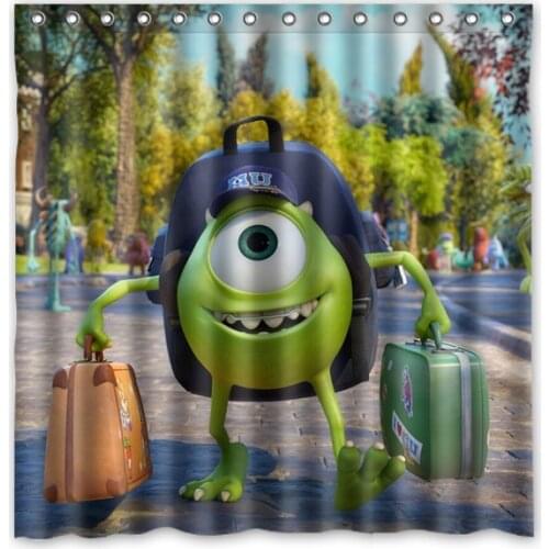 Bathroom Products Polyester Fabric Monster University Printed Shower Curtains Waterproof Washable Curtain 72"*72" 12pcs Hooks