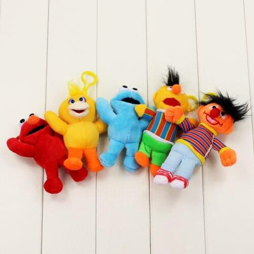 Sesame Street Plush Toy Elmo Cookie Guy Big Bird Bert Ernie Soft Stuffed Dolls Pendants With Hooks