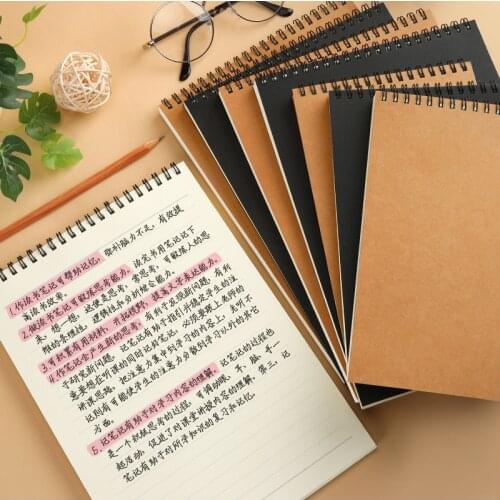 Thicken kraft paper coil book black card notebook student notepad square upturn loose-leaf blank book art sketchbook A5 grid