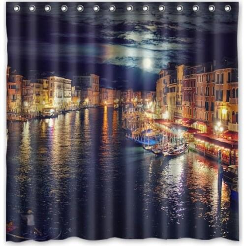 Venice Scenery Shower Curtain Bath Curtains Waterproof Mildew Resistant Polyester Bathroom Curtain With Hooks 180*180cm