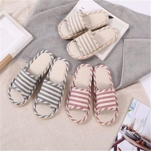 Spring Autumn Linen Flip Flops Women Indoor Soft Floor Flat Shoes Home Slippers Female Slipper Comfortable Zapatillas de hombre