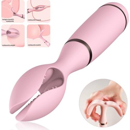 G Spot Vibrator Sex Nipple Clamps Clitoris Stimulator For Woman Double Clip Vibrating USB Recharging Vibration Massager Sex Shop