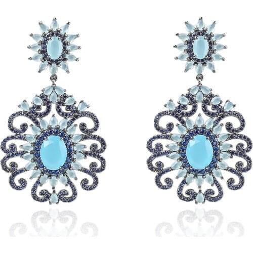 Vintage Cubic Zircon CZ Round Earrings for Wedding, Crystals Dangle Earring for Bride, Women Girl Birthday Party Jewelry CE10968