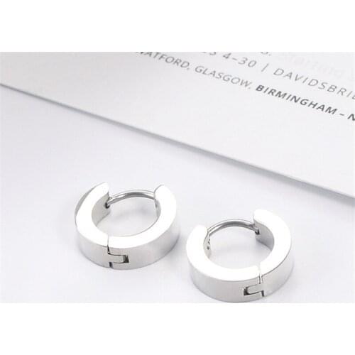 RONGQING 10pair/pack Fashion Earrings Stainless Steel Round Clip Earrings for women man Geometric gift wholesale