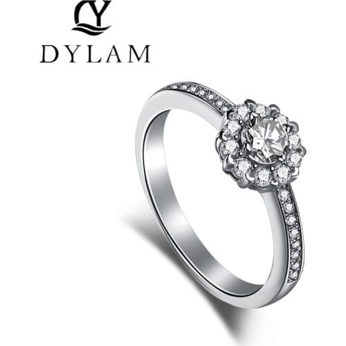 Simplicity ring 925 Sterling Silver Zircon Sun flower Womens Wedding Ring Classic Jewelry For Women Exquisite Jewelry Wedding B