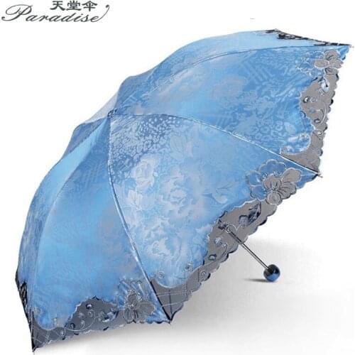 Paradise Brand Lace Umbrella Rain Women Folding Fashion Quality Flower Portable Clear Umbrellas Double Girl Parasol Female Gift
