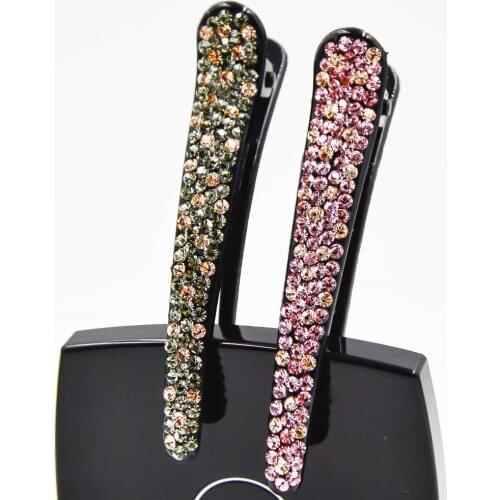 1 Pair Rhinestone Duck Hair Clip Crystal Hairpins Alligator Hair Clips For Girls Two Clolors in Head Wear