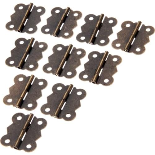10kits Hinges 4 holes Butterfly hinge Antique Bronze Vintage Furniture Hardware Cabinet Cupboard Door Jewelry Wood Box 25*30mm