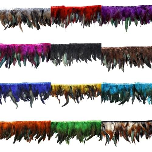 10Meters Natural Rooster Feathers Trim Fringe for Crafts Plumas Feather Trim Ribbon Wedding Sewing Accessories Diy Decoration
