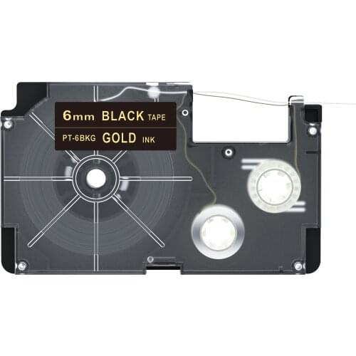 10PCS Compatible Casio Tape XR-6BKG Gold on Black 6mm 1/4" PT-6BKG Tape label Cartridge for EZ label Printer KL-120 KL-60 KL-750