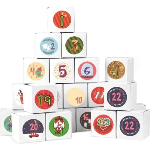 24 Set Christmas Advent Calendar Paper Candy Box 24 Days Christmas elements Candy Bags DIY Sacks DIY Candy Gift Bags