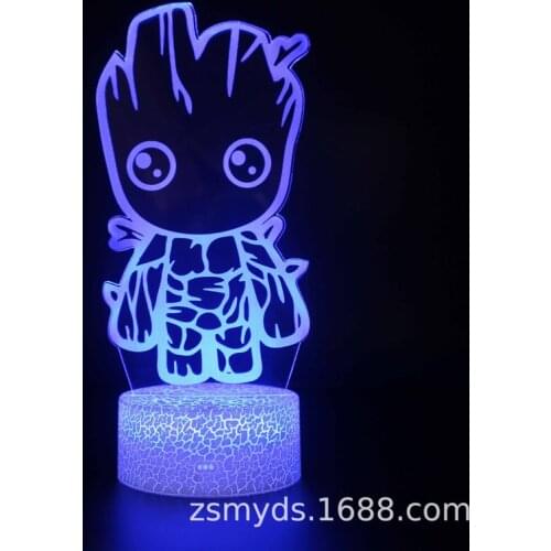 Disney Marvel Avengers Tree Person Groot 3D Night Light LED Table Lamp Creative Birthday Gift Bedside Decoration Lamp Kids Toys