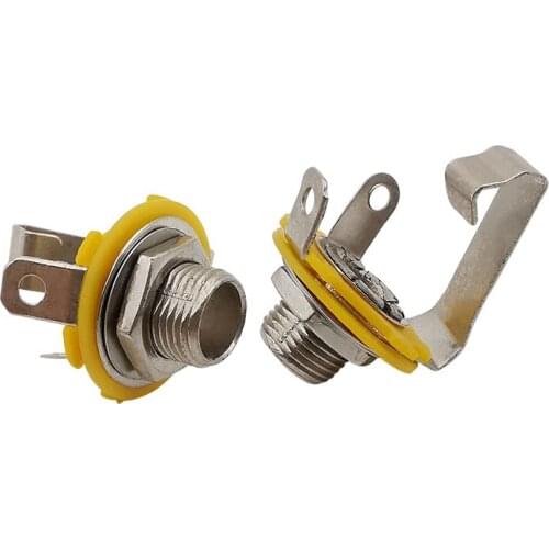 5Pcs/Lot 6.35mm 2Pole Mono 1/4Inch Female Jack Chassis Panel Mount Socket Adapter with Nut Washer Socket Skeleton