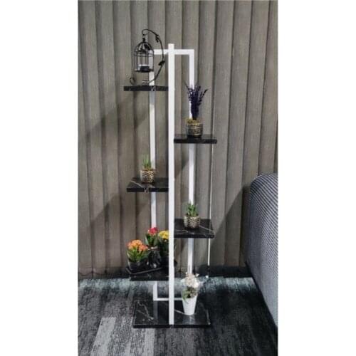 Bos Flower bed 6 compartments, Rack White Metal Framed Black marble simple and modern your house edge and shocks colorizes