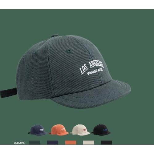 Short Brim Baseball Cap Hip Hop Casual Flat Brimmed Snapback Hat Cotton Outdoor Sports Men Cap Sunscreen Letter Embroidery Bone