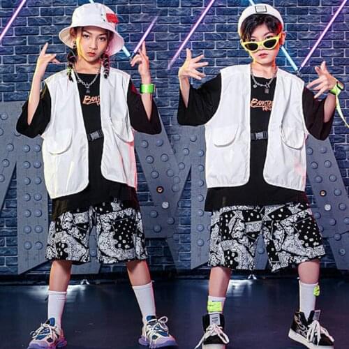 Kids Hip Hop Clothing Sleeveless Vest Loose T Shirt Tops Streetwear Harajuku Summer Shorts for Girls Boys Dance Costume Clothes