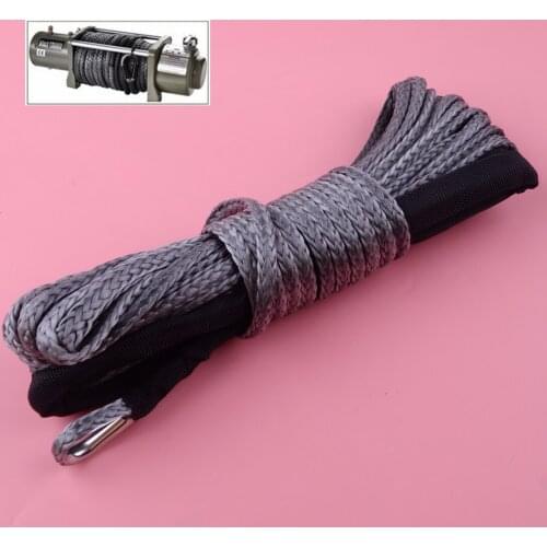 DWCX 15m (50ft) ATV Truck Winch Rope Wire Line Haul Tow Cable Towing Ropes Synthetic Fiber with Sheath Hook 7700LBs