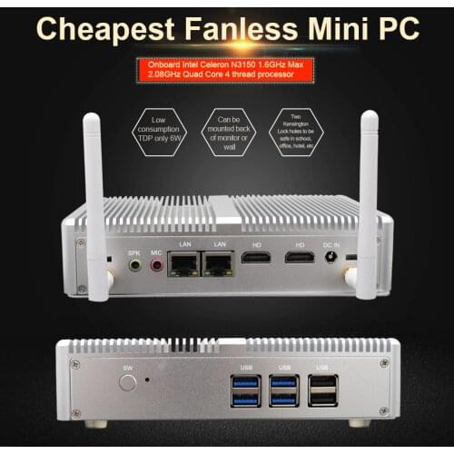 Eglobal Top Celeron N3150 Desktop Mini PC 2* Lan 2*HD Prtatil PC WIFI 6*USB 2*Kensington Lock Wake-On-Lan game pc