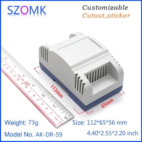 4 pcs 112*65*56mm szomk electrical PLC din rail controller switch box energy meter plastic instrument housing for pcb enclosure