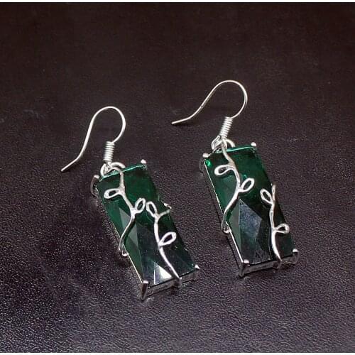Gemstonefactory Big Promotion Single Unique 925 Silver Amazing Green Topaz Women Ladies Gifts Dangle Drop Earrings 20212198