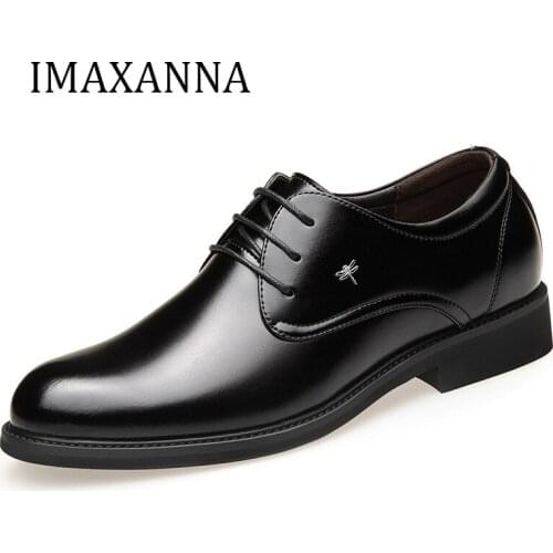 IMAXANNA Man Genuine Leather Shoes Men Dress Leather Shoes Brand 2020 Italian Men Bussiness Office Black Driving Shoe