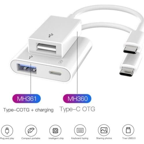 OTG Cable 2 In 1 Type C to USB OTG Charger Adapter For Samsung iPad Macbook Huawei Xiaomi USBC Converter U Disk Camera Data Show
