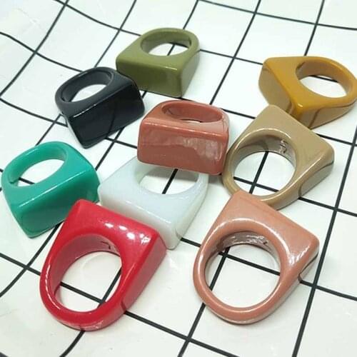 Vintage Colorful Resin Geometric Ring For Women Girls Fashion Charm Simple Elegant Harajuku Rings Jewelry Gifts New Party