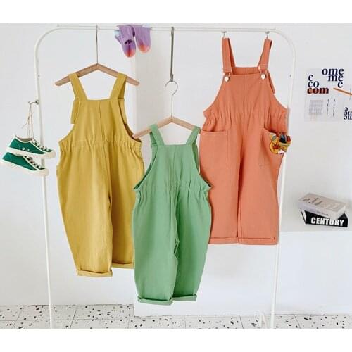Childrens Clothing Autumn New Baby Boys and Girls Overalls 2020 Korean Kids Casual Suspender Pants Toddler Candy-colored Pants