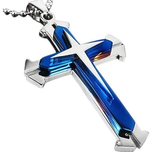 Cross Pendant Star Three Layer Necklace Stainless Steel Necklaces Cool Necklace Pendant Punk