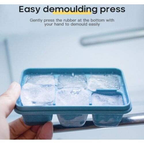 Summer 6-compartment Mini Soft-bottom Easy-release Ice Tray Kitchen Homemade Ice Mold 3-piece Silicone Bottom