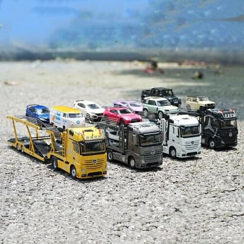 1/64 alloy die-casting simulation car model benz tractor transporter trailer adult collection children toy gift family display