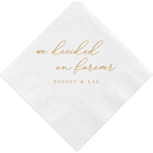 We Decided on Forever Personalized Wedding Napkins, Rehearsal Dinner, Engagement Party, Custom Bar Napkins, Wedding Napkins