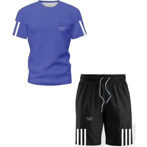 2021 Summer New Men Casual Shorts Sets Short Sleeve TShirt Shorts Solid Male Tracksuit Set Mens T-Shirt Clothing 2 Pieces Sets