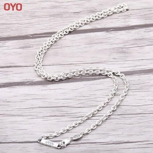 100% 25 sterling silver Japanese and Korean simple personality wild Korean men and women cross necklace 4mm