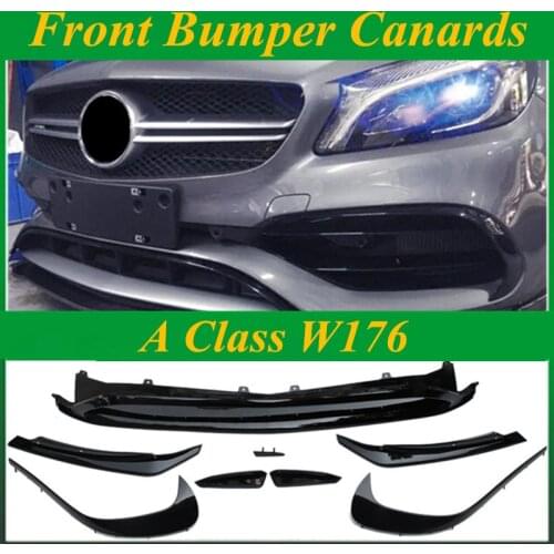 Carbon Fiber Rear Bumper Canards ABS Front Bumper Canards 8 Pieces/Set LCI A45 AMG Style for Mercedes A Class W176 LCI