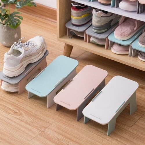 Plastic Double-Layer Detachable Simple Shoe Rack Creative Shoe Cabinet Storage Rack Household Shoe Splicing Organizer 4 Colors