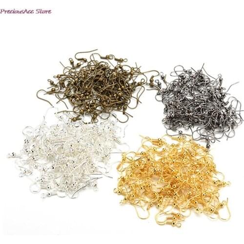 50PCS/pack Gold New Bronze Nickel Hooks Coil Ear Wire Earrings Findings For Jewelry Making Craft DIY