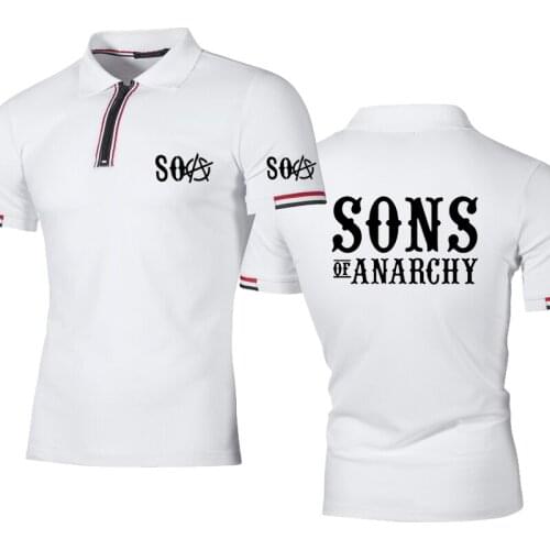 NEW Summer Mens polo shirt SOA Sons of Anarchy the Child SONS Printing Cotton Splicing Hip hop Mens short sleeve tops