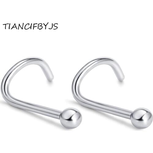 TICNCI FBYJS Gold Silver Nose Stud Stainless Steel Screw Ball Body Jewelry Piercing Nose Bar Pin Nose Ring Tragus Lip Labret