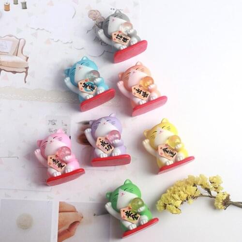 Cute Cat Statue Decor ABS Cats Figurine Office Shelf Sitter Doll Ornament