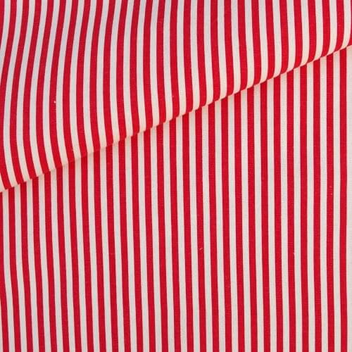 Cotton Linen Fabric for handmad, bed, bag, curtain - Red Stripe (LF068)