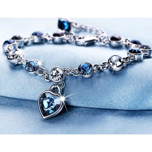 925 Sterling Silver Crystal Heart Bracelet Sleek Minimalist Bracelet Beautiful Jewelry For Women Party Elegant Accessories