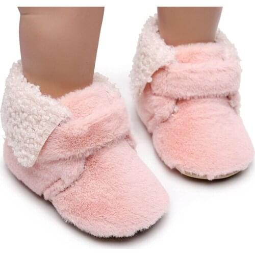 0-16M Infant Baby Girls Boys Winter Warm Plush Fur Ankle Length Slip-On Furry Snow Boots Infant Toddler Shoes New