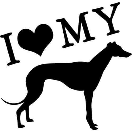 14CM*14CM I Love My Pet Greyhound Car Window Decoration Car Sticker Laptop Suitcase Helmet Skateboard Sticker