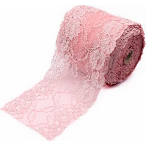 2yards Width 15cm Pink Elastic Stretch Lace Trim Soft Floral Decoration Crafts Sewing Lace Fabric For Dress Making