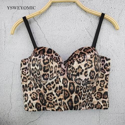 2020 new Style Women Sexy Leopard Print Velvet Short Bustier Crop Tops Outside Wearing Sleeveless High Waist Corset Camis D-032