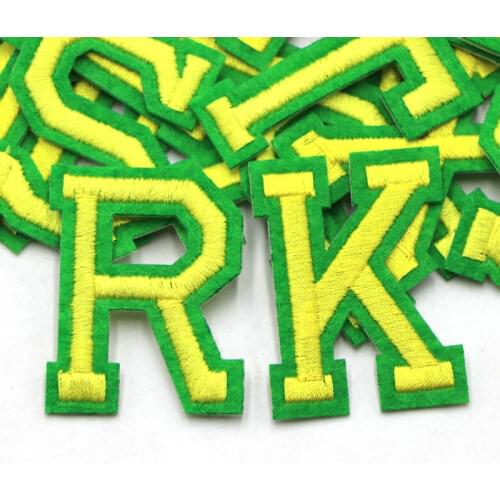 26 A-Z Yellow English Letter Patch 3D Embroidered Stickers Patch Up For Clothing Iron On Name Letters Patch For T-Shirt or Coat